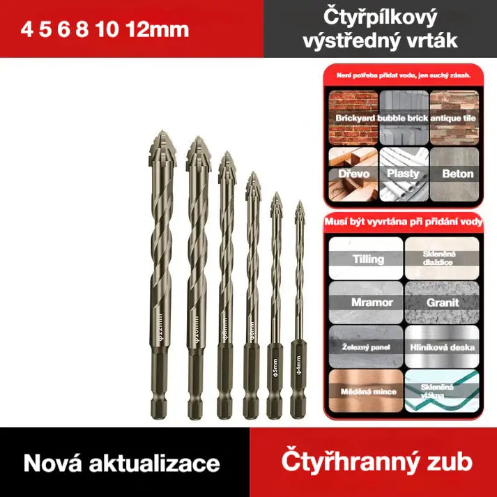 🛠🛠【6 KS 】【4+5+6+8+10+12 mm】Sada vysoce pevných excentrických vrtáků se 6 břity