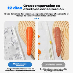 Bolsas de aluminio antibacterianas aptas para uso alimentario, para refrigerador o uso doméstico, para la conservación y el sellado de carne y verduras congeladas.