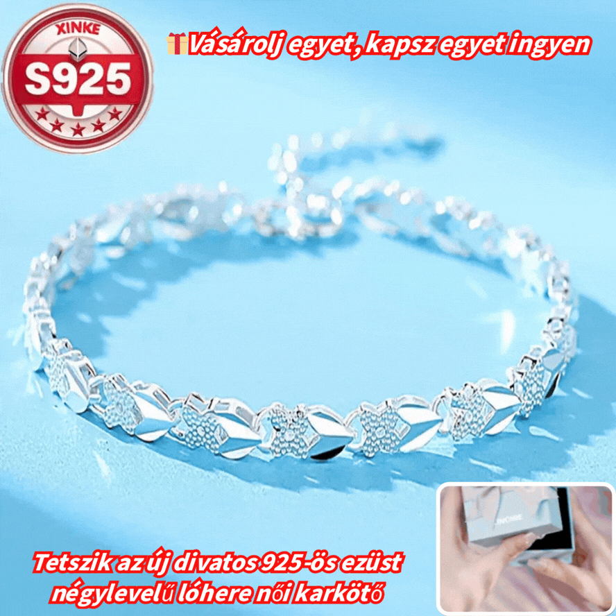 【Vásárolj egyet, kapsz egyet ingyen】Tetszik az új divatos 925-ös ezüst négylevelű lóhere női karkötő