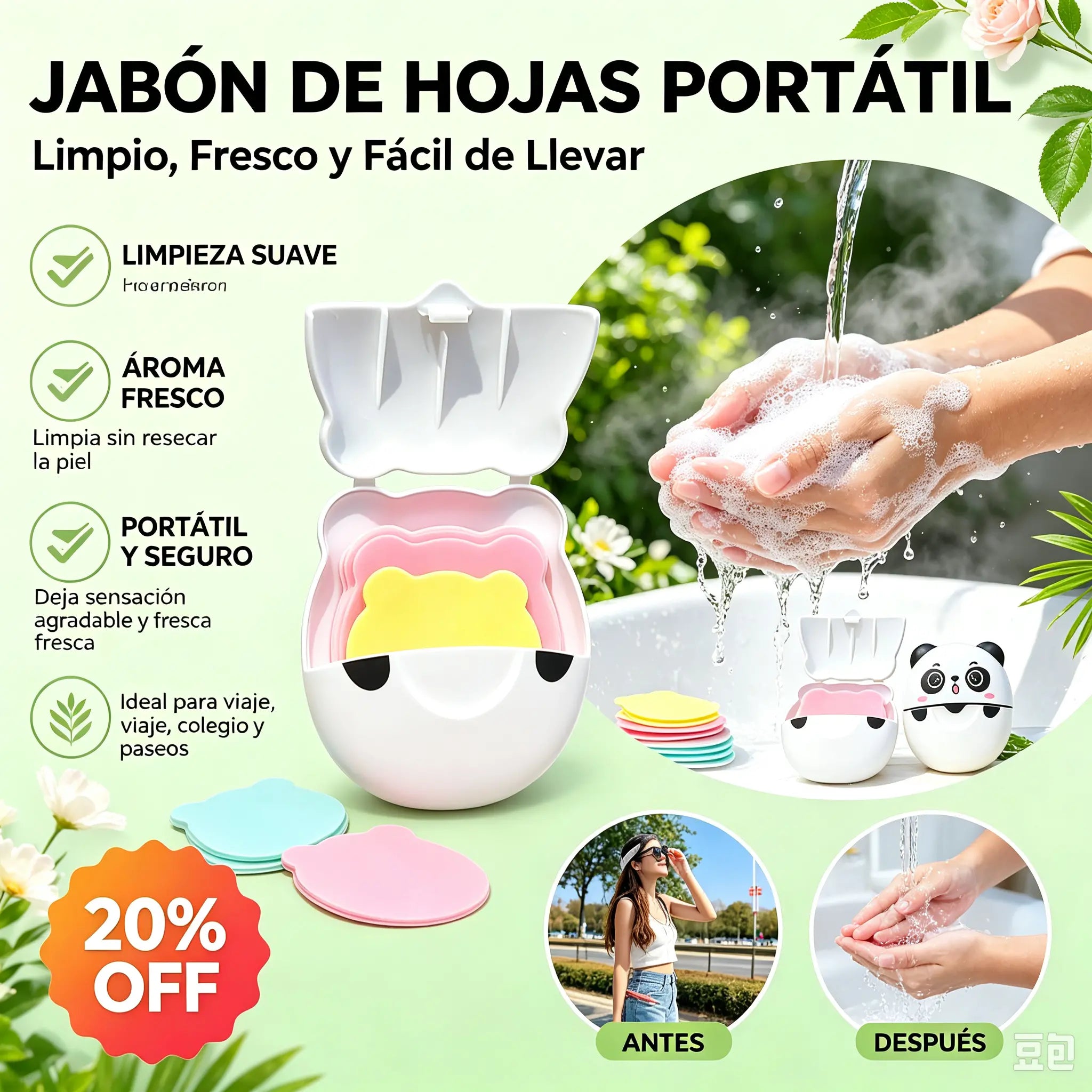 ✨【Paquete de 3 (150 piezas)】🎁🎉¡Jabones sólidos portátiles, indispensables para acampar al aire libre y viajar!