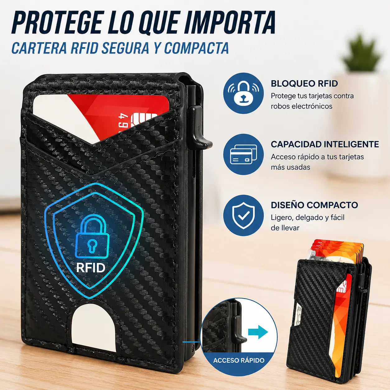 🔒 Cartera Inteligente Pop-Up con RFID – Acceso Rápido y Estilo Premium