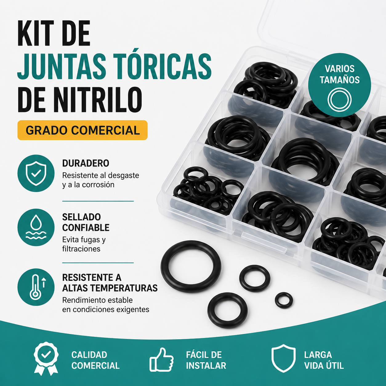 ⚙️🧰Juego de 25 tipos de juntas tóricas: ideal para plomería, automoción y reparaciones del hogar.