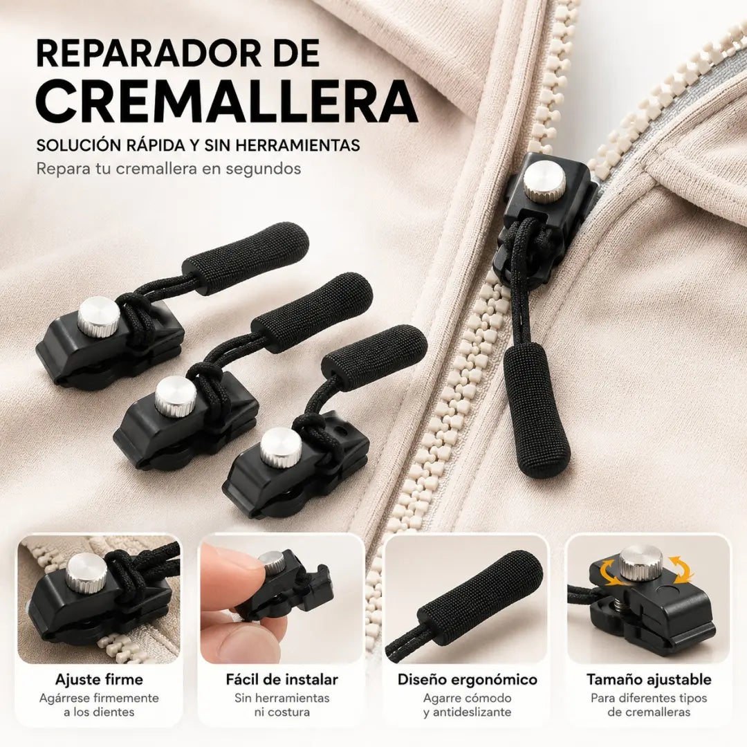 ✨20 piezas✨ Reparador de Cremalleras Reutilizable — ¡Arregla tu Cremallera en Segundos sin Herramientas!