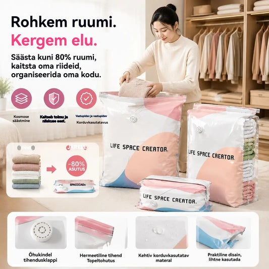 🧳【5-osaline komplekt 31 eurot】💨 Suur, kokkusurutav vaakumkott: pumpa pole vaja, lekkekindel ja ideaalne ruumi kokkuhoiuks kohvrites ja kodus ✈️