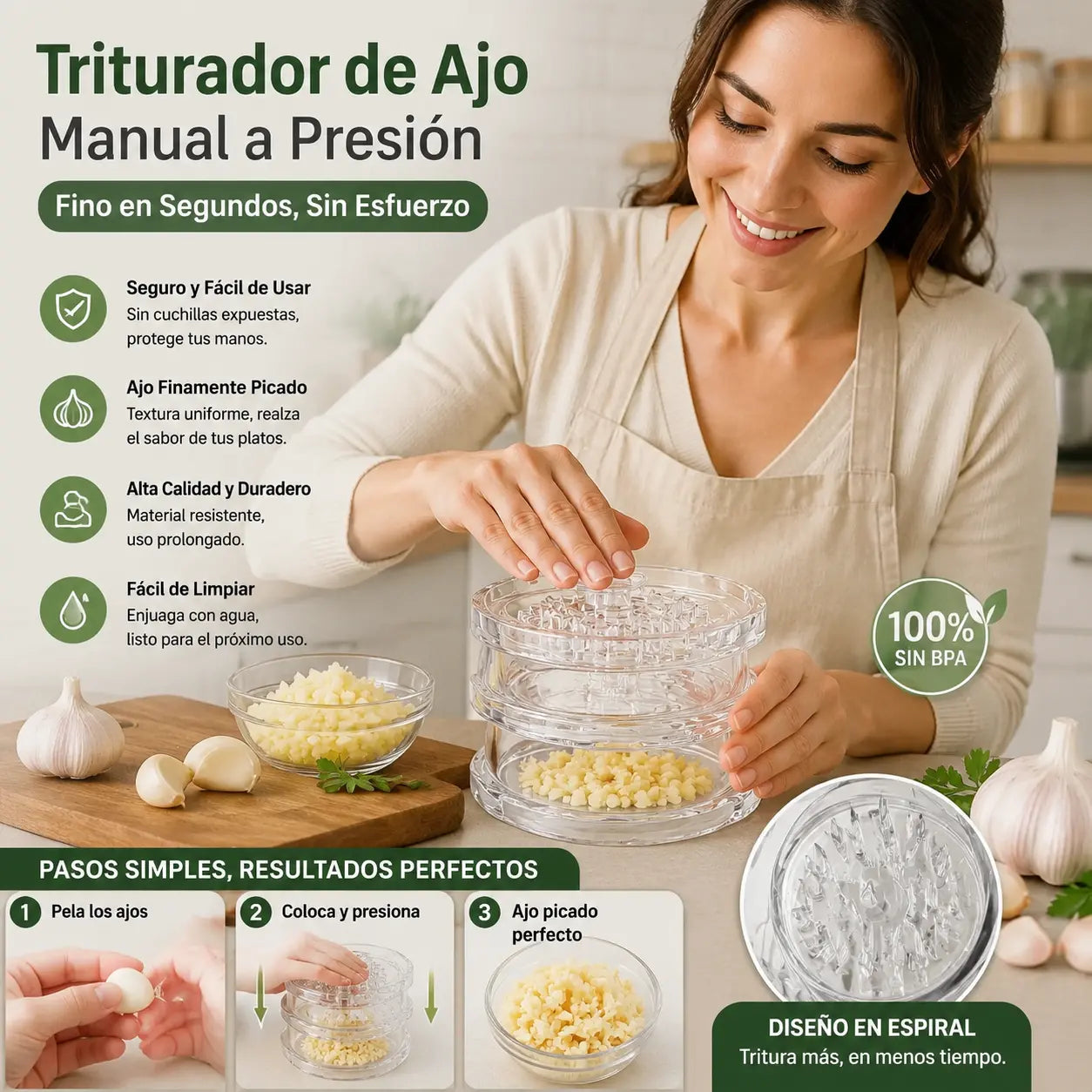 🧄🔄【3 artículos por 26 euros】Prensa de ajos manual. ¡Disfruta de un 49% de descuento!