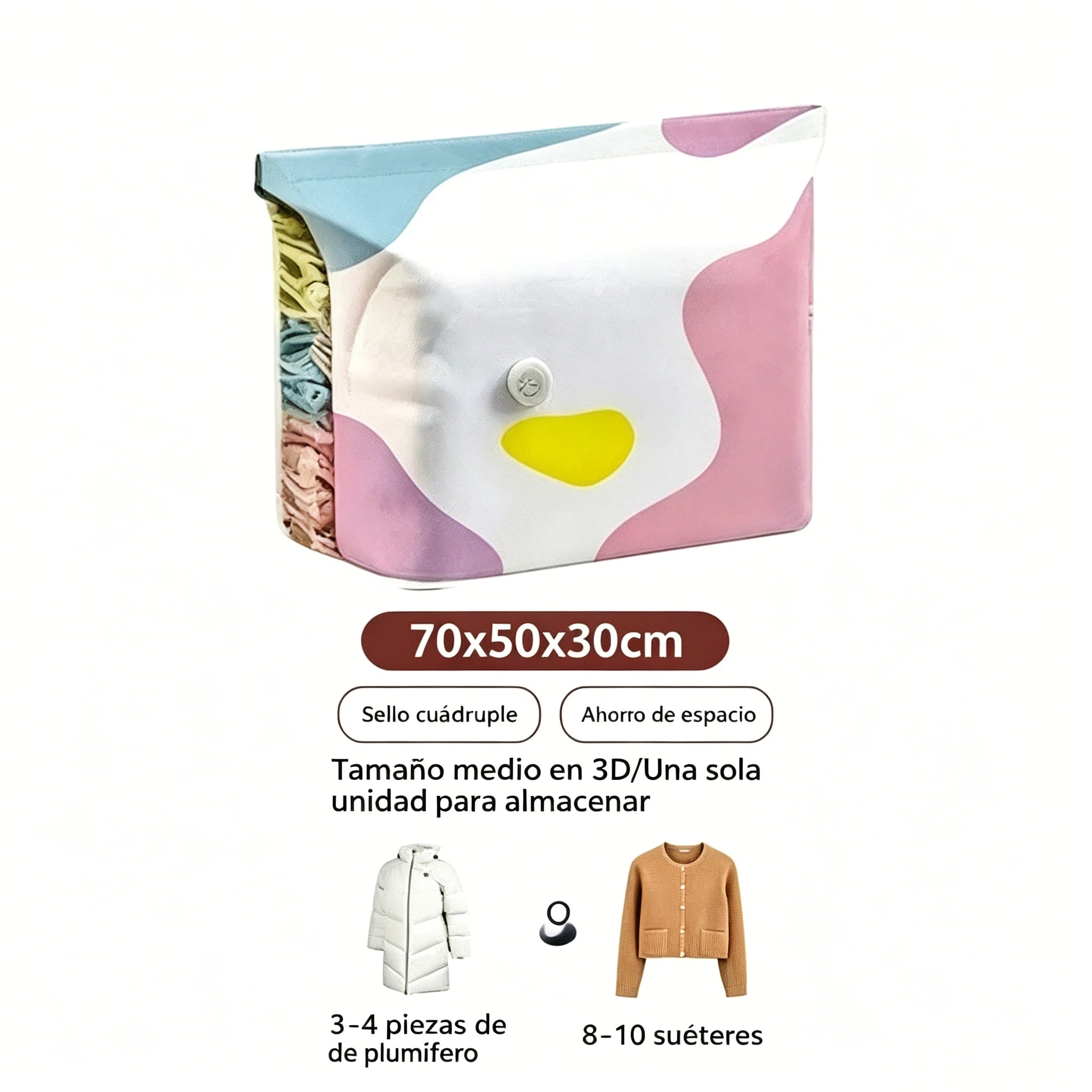 🧳【Juego de 5 piezas】💨 Bolsa de almacenamiento al vacío grande y compresible: no requiere bomba, es a prueba de fugas e ideal para ahorrar espacio en maletas y en casa ✈️