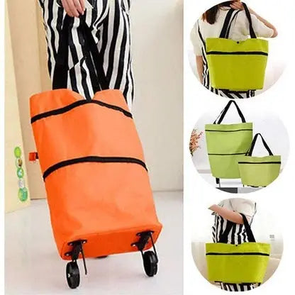 🔥 Carrito de Compra Plegable 2 en 1, Bolsa con Ruedas de 23 L 🛒✨