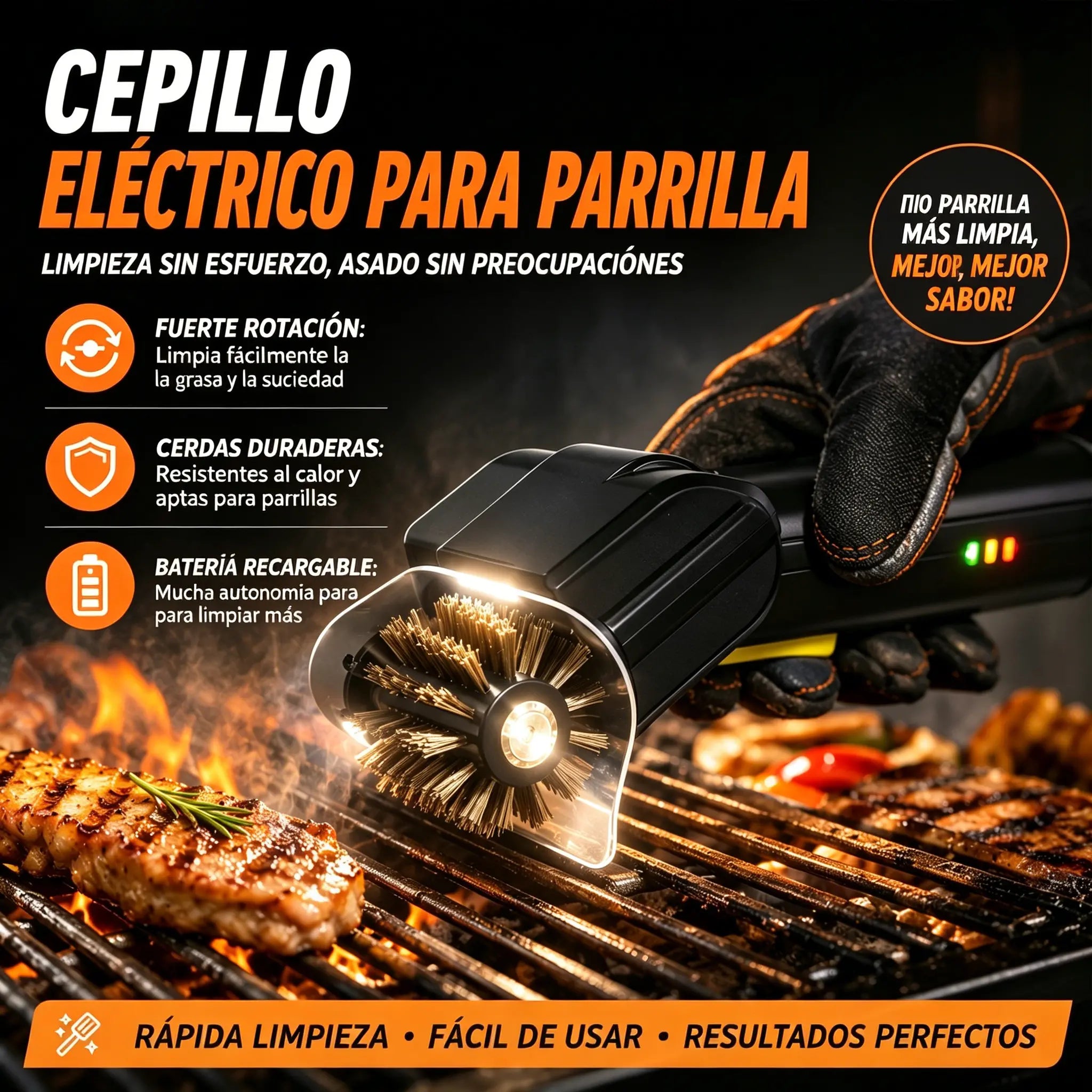 🔋🧹Cepillo eléctrico inalámbrico para limpieza de barbacoas – batería de litio, multifuncional y fácil de usar