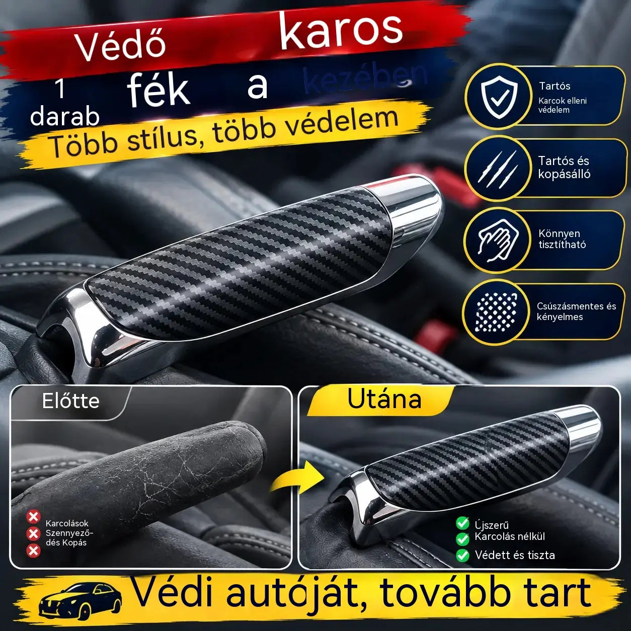 🚗Csúszásgátló és kopásálló védelem az autó kéziféknek