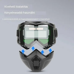 Teljesen automatikus hegesztősisak fénykapcsolóval és fejre szerelhető védőálarccal hegesztők számára