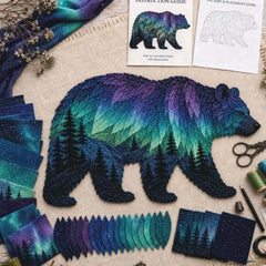 🐺🧵Último día, 49% de descuento: Set de patchwork DIY de la fauna de las auroras boreales.✨