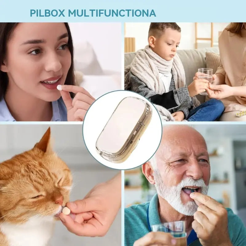 💊 Cortador de Pastillas Portátil — ¡Divide tus Medicamentos Fácilmente en 2 o 4 Partes!