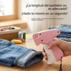 Pistola rosa y blanca + 1500 agujas blancas + 500 agujas negras + 5 agujas de repuesto🏷️¿Ropa demasiado grande? 🏷️ Pistola de etiquetas para ajustar y fijar prendas rápidamente