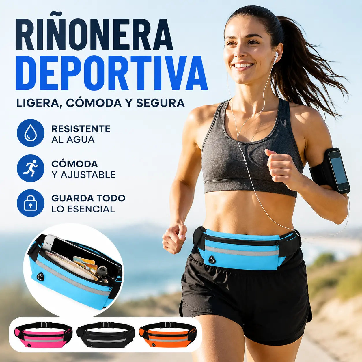 🎒 Riñonera Deportiva Impermeable con Porta Botella – Ligera, Cómoda y Perfecta para Outdoor