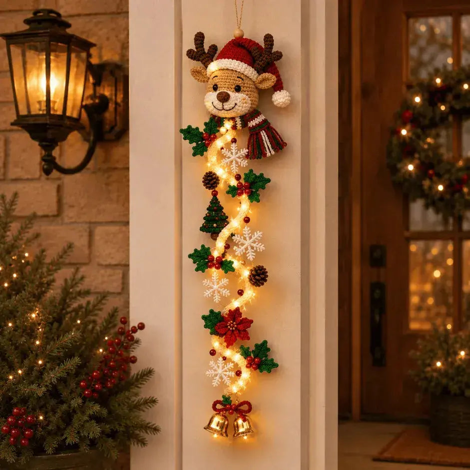 🎄 Vianočná svietiaca dekorácia na dvere MerryCascade | 6 slávnostných dizajnov, teplé svetlo, 3D detaily a priestorovo úsporný vertikálny dizajn ✨