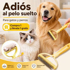 🐶【🔥2 piezas 24 euros】🧹 Cepillo autolimpiante de doble cara para mascotas: elimina el pelo muerto y reduce la caída del pelo en perros y gatos.