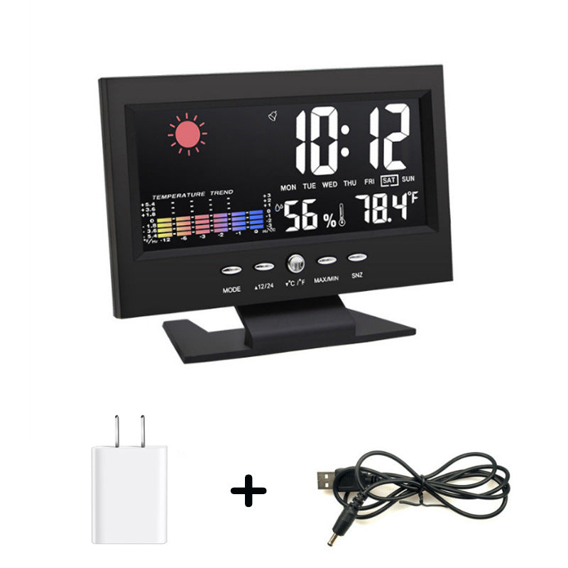 🔥Reloj despertador de mesa digital LED con monitor de temperatura y humedad y pronóstico del tiempo