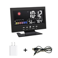 🔥Reloj despertador de mesa digital LED con monitor de temperatura y humedad y pronóstico del tiempo