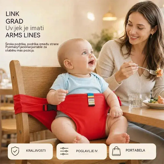 👶✨Sigurnosni pojas za prijenosnu dječju hranilicu | Univerzalni pojas za stolicu za hranjenje dojenčadi | Idealno za putovanja i izlete s djecom