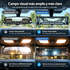 Espejo retrovisor interior panorámico universal con clip para automóvil