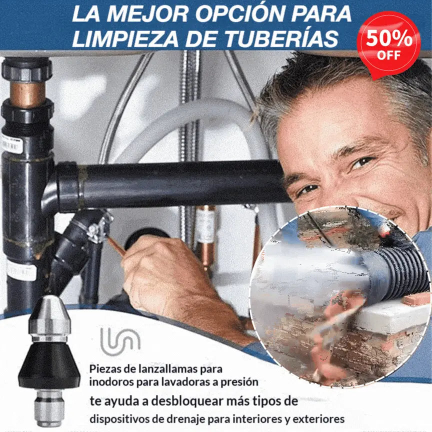 👍【Compra 1 y llévate 1 gratis】🧰Potente boquilla de alta presión, desatascador de tuberías
