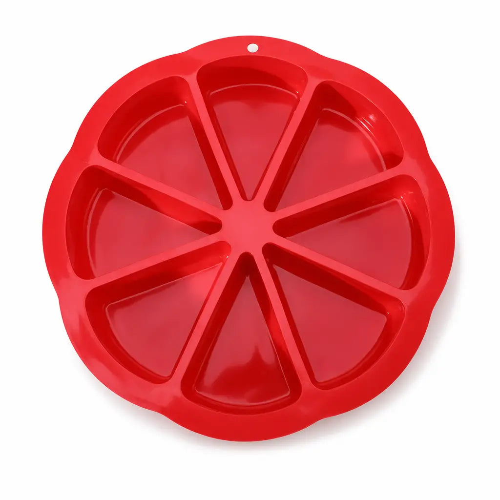 🍰 Molde triangular de silicona de 8 cavidades – 23 cm de diámetro, fácil de desmoldar, disponible en 3 colores. ¡Perfecto para preparar postres individuales! ✨🎂