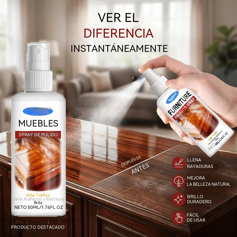 【Compra 1 y llévate 1 gratis】🪑 ✨ El abrillantador de muebles de alto brillo renueva la madera y el vinilo en segundos.
