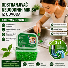 2 kutije (100 kapsula) za 24 €-Vodotopive kapsule za uklanjanje neugodnih mirisa iz odvoda – vrhunsko rješenje za sprječavanje širenja neugodnih mirisa u kupaonicama i kuhinjama.