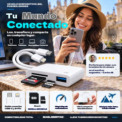 💾✨ Lector de tarjetas 5 en 1, no necesita adaptador: transferencia instantánea de archivos, compatible con tarjetas SD, Micro SD y otras, conectar y usar 🚀🔌