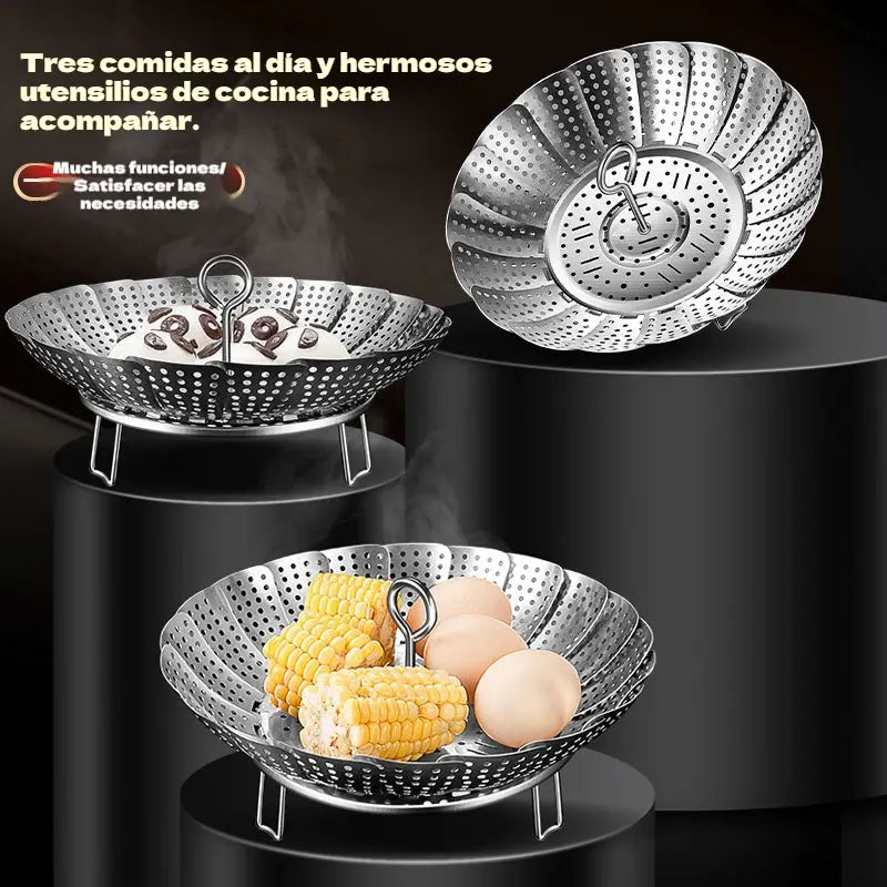 🥳50% DE DESCUENTO♨️🍲Vaporera extensible de acero inoxidable
