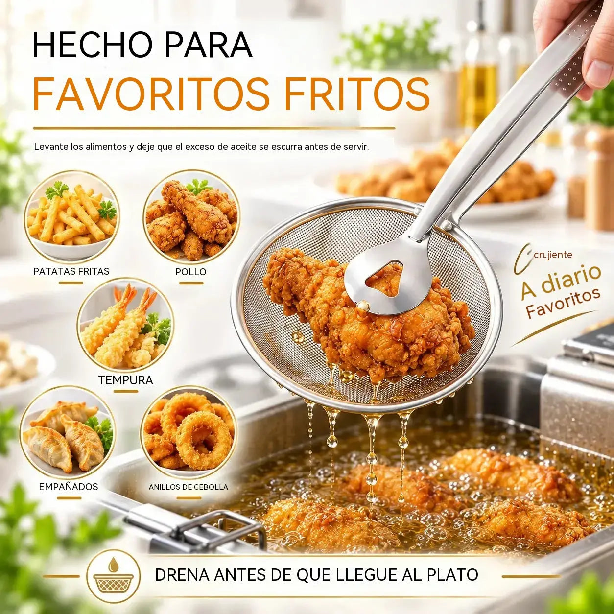 🕷️ Pinzas de Cocina 2 en 1 para Freír y Escurrir