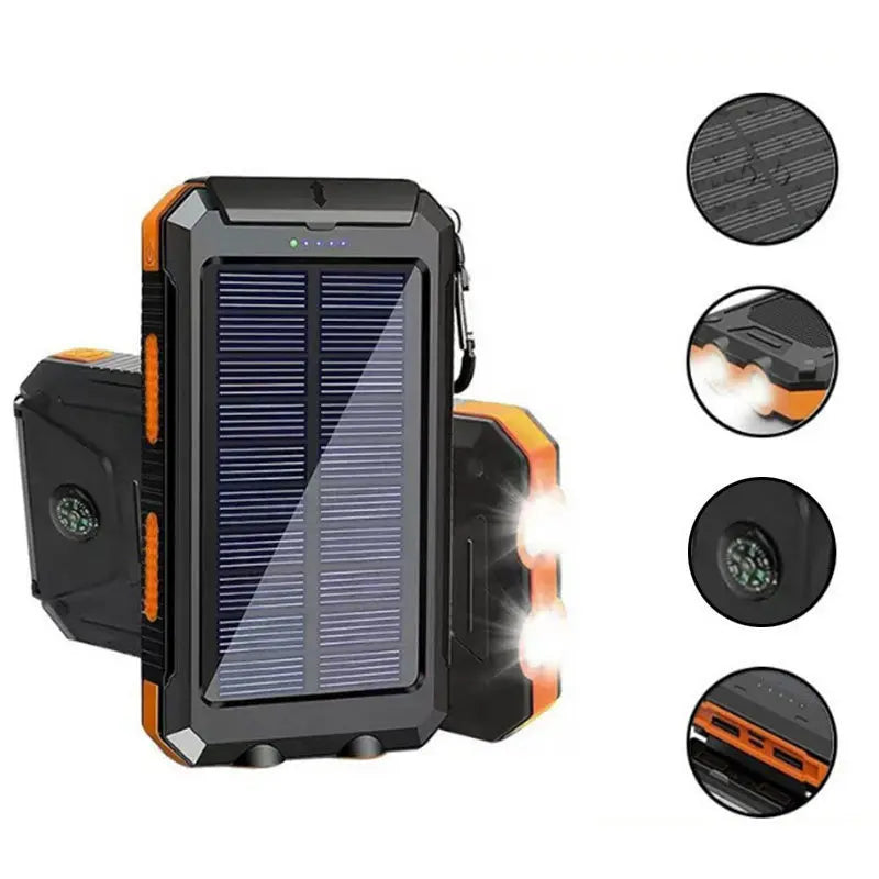 🔋【20000 mh】☀️🔦 Powerbank Solar Portátil con Linterna LED | Carga Inalámbrica y Energía Siempre Disponible 🔋