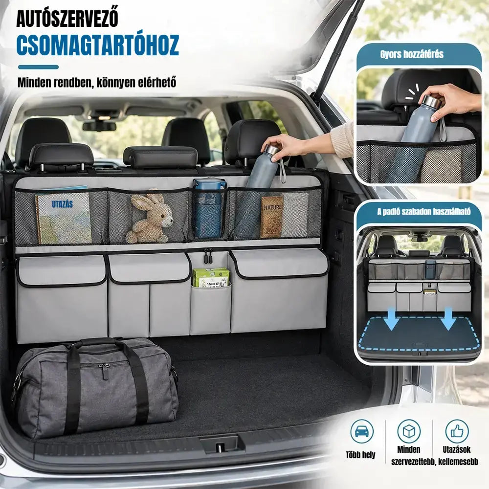 🚗 Függeszthető csomagtartó-rendszerező – Szabadítson fel helyet a csomagtartó alján, és tartson mindent rendezetten! ✨📦