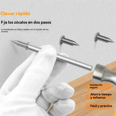 【200 clavos + 2 herramientas de instalación】🚪Clavos de garra bidireccionales sin dejar rastro📌Específicos para zócalos de madera maciza