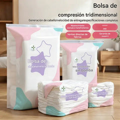【Juego de 5 piezas】Bolsa de almacenamiento al vacío grande y compresible: no requiere bomba, es a prueba de fugas e ideal para ahorrar espacio en maletas y en casa