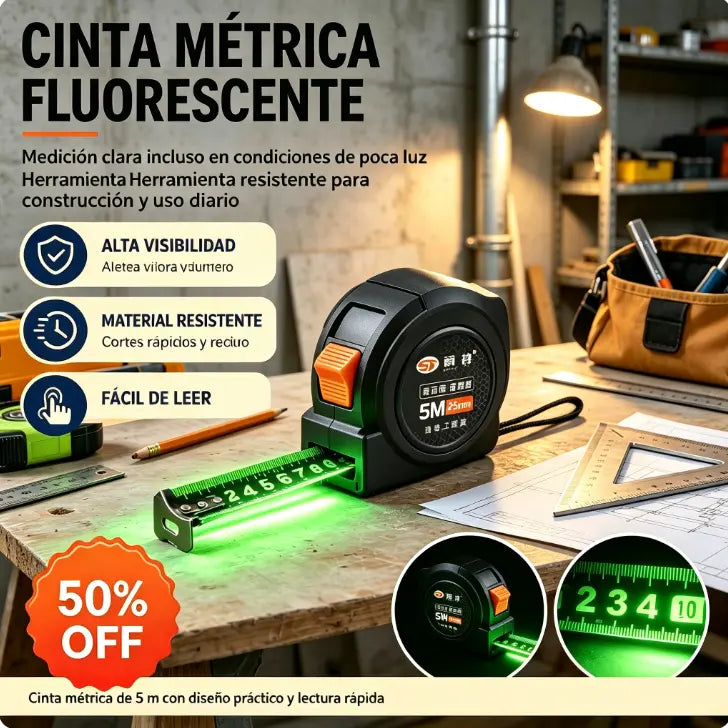 📏🔥【5M+10M】 de alta precisión engrosada resistente al desgaste y resistente a las caídas cinta métrica fluorescente negro.