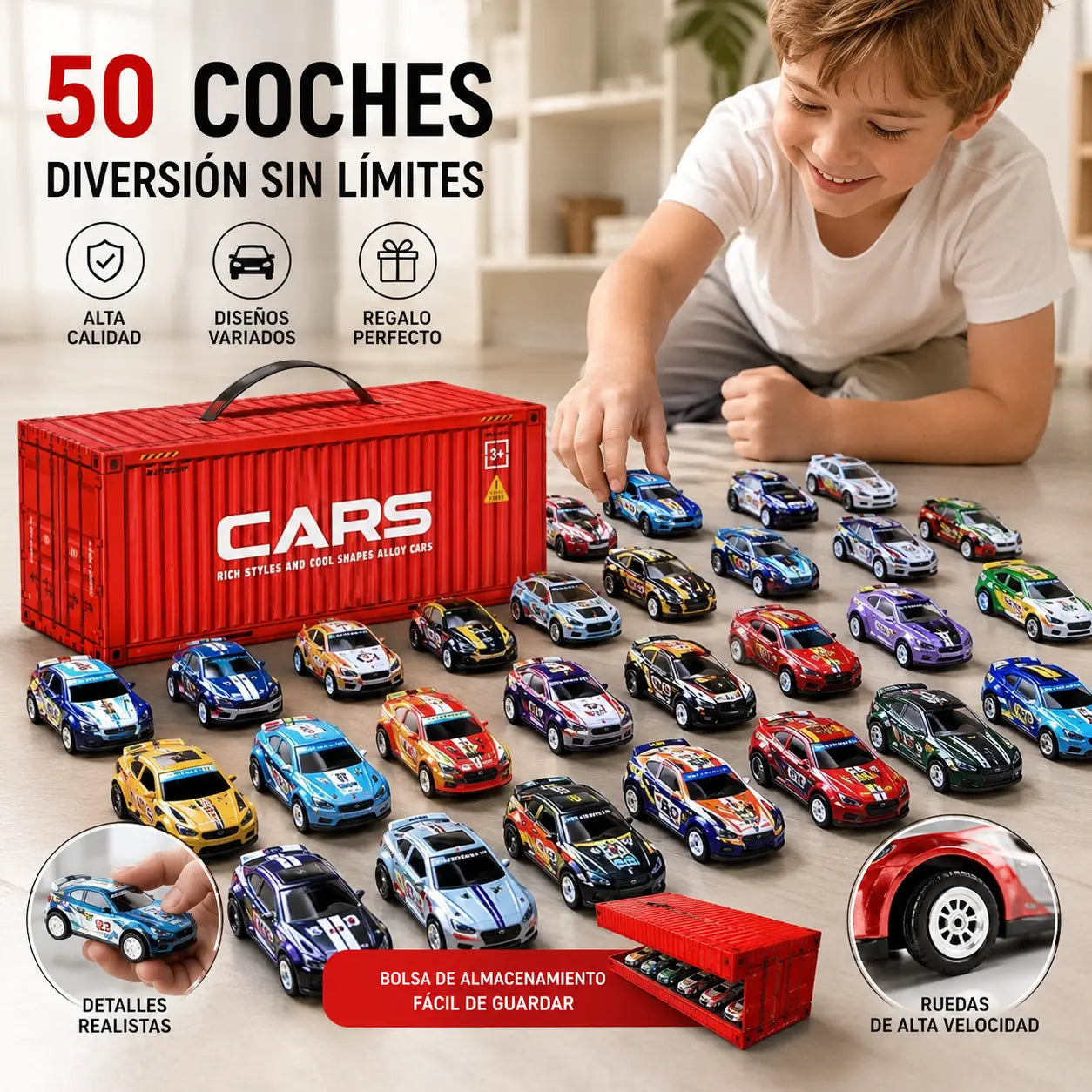 🏎️ ¡48 Mini Coches de Carreras en 1 Set! 🎁 Súper Pack de Gran Valor para Niños de 3+ Años