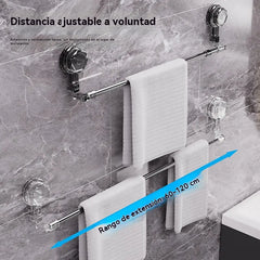 🚿✨ Barra de toalla con ventosa ajustable: no requiere perforar, no daña y tiene un agarre cómodo.