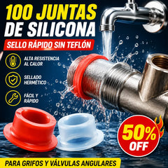 💧100 piezas—— €23💧 Anillo de Silicona Sin Cinta para Grifos – ¡Sellado Fácil y Sin Goteos!