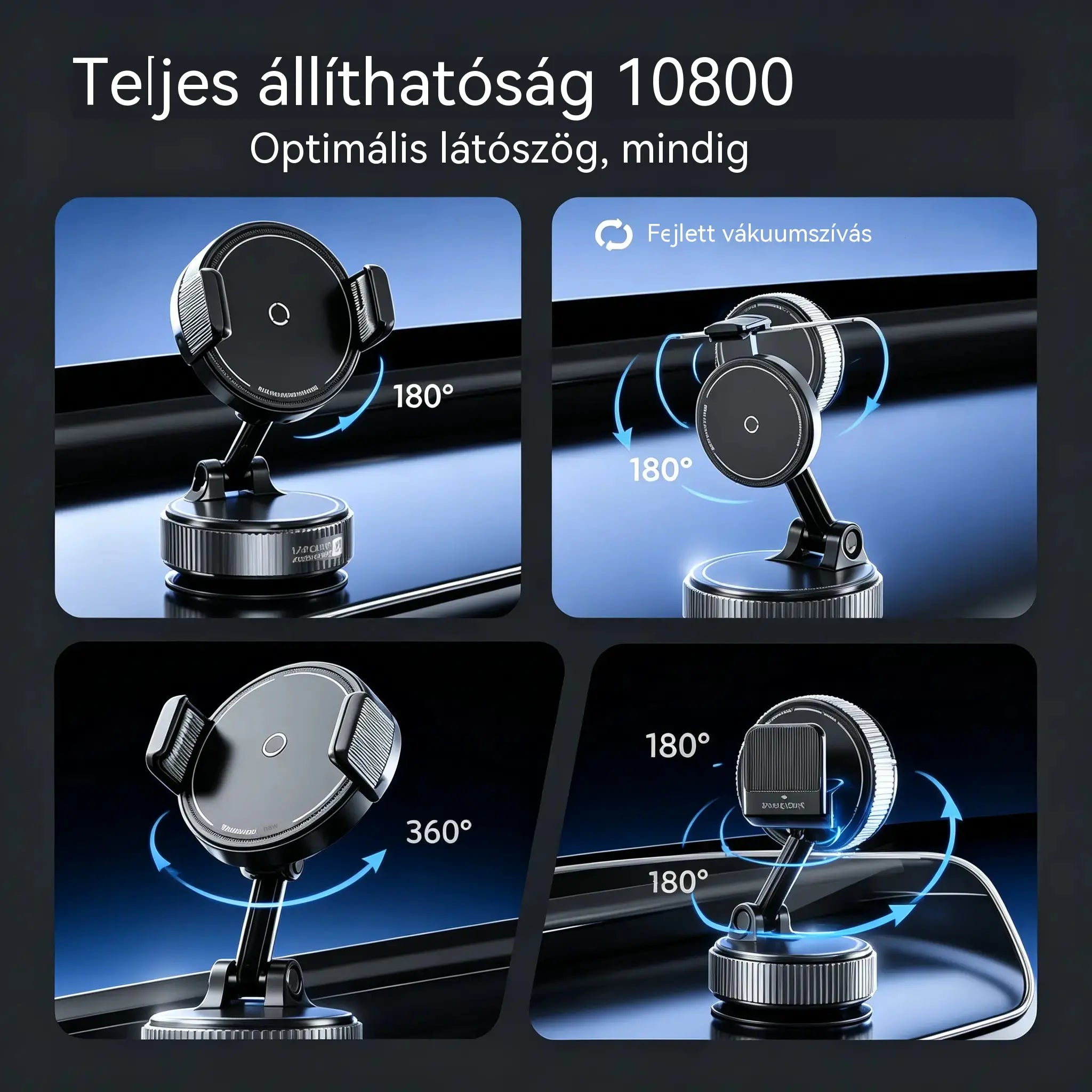 ✨💪Állítható mágneses autós tartó vákuumos tapadókoronggal, stabil univerzális mágneses telefontartó, autós belső kiegészítő