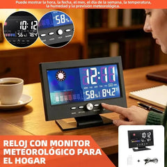 🔥Reloj despertador de mesa digital LED con monitor de temperatura y humedad y pronóstico del tiempo
