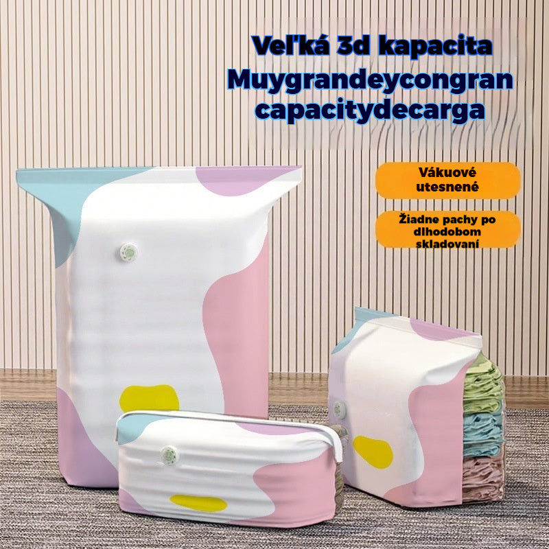 【Set de 5 piezas】 Bolsa de almacenamiento de vacío grande y exprimible: no requiere bomba, es a prueba de fugas e ideal para ahorrar espacio en el equipaje y en el hogar