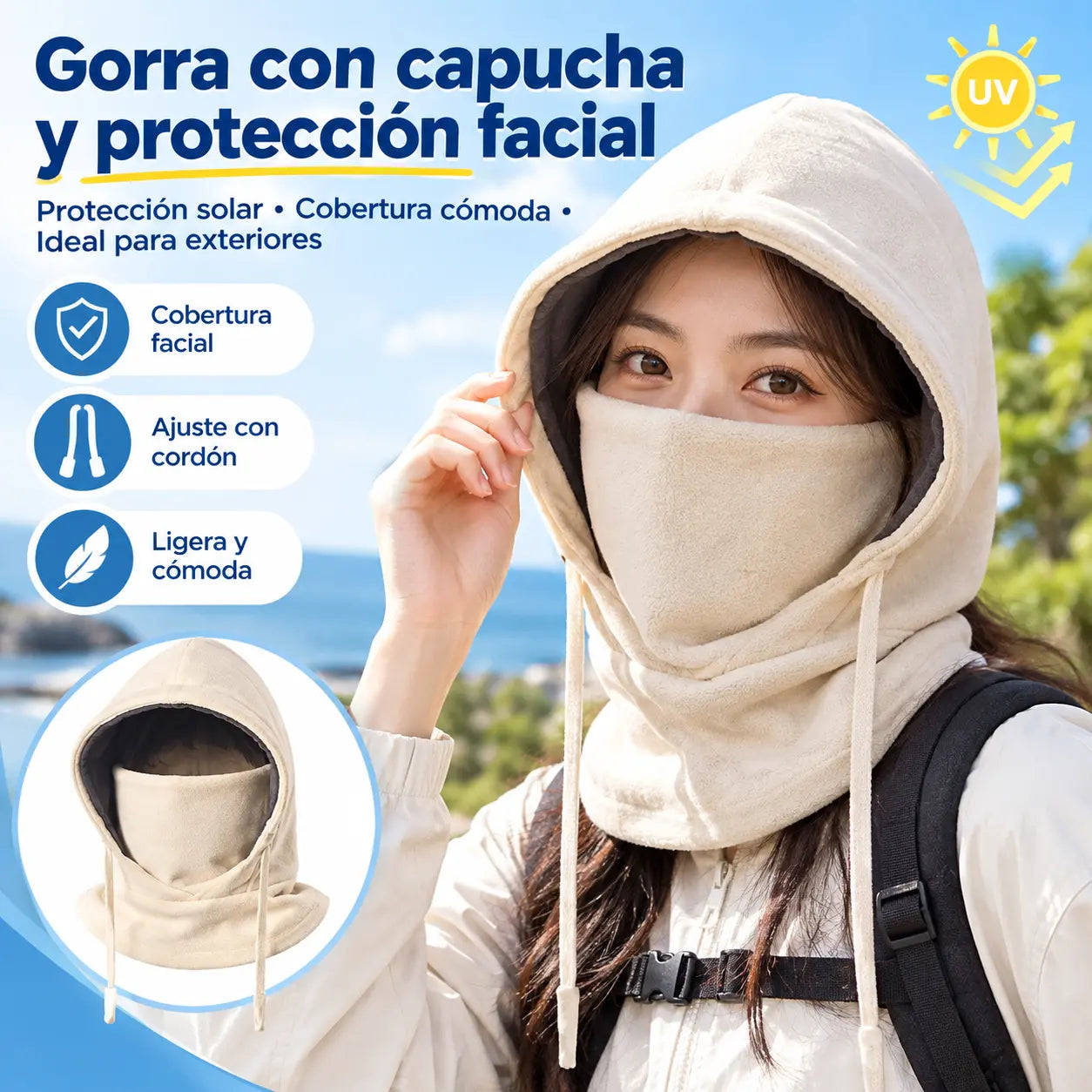 ❄️⚡Mascarilla/gorro térmico de una sola pieza de forro polar