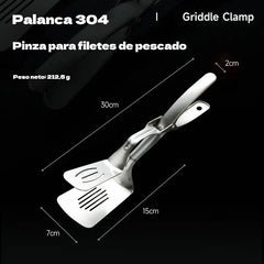 👨‍🍳Pinzas de acero inoxidable 304 para freír filetes y pescado en sartén.