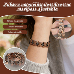 🦋✨ Pulsera magnética de cobre con mariposa ajustable Elegante, cómoda y perfecta para cualquier ocasión 💖