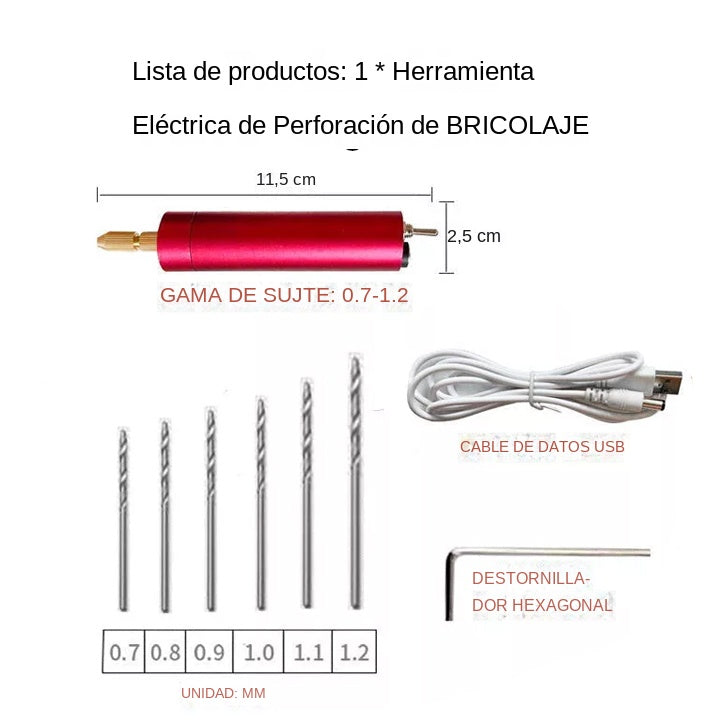 🏆Mini taladro manual eléctrico USB, mini amoladora eléctrica DIY