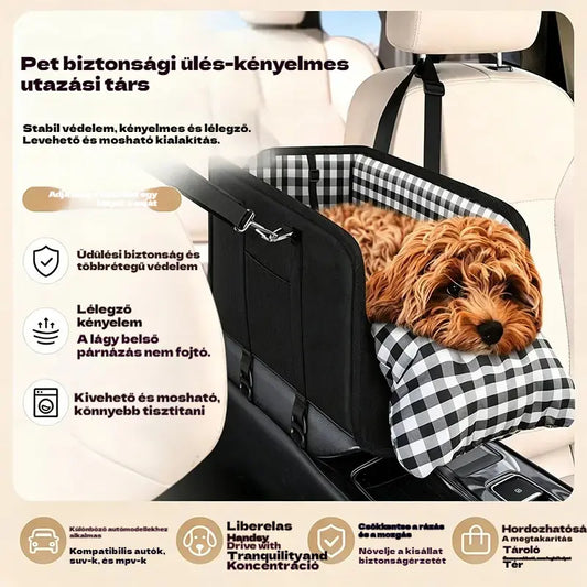 🐶Élvezze az 50% kedvezményt most! 🎁Hordozható autósülés-magasító kutyáknak, biztonsági övvel és párnázott kisállathordozóval.