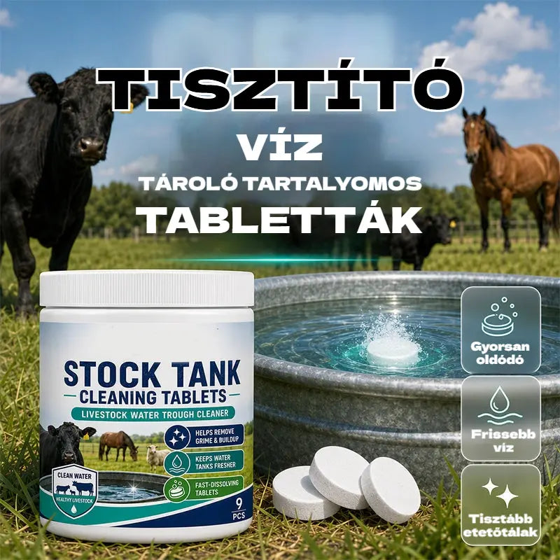 Gyorsan oldódó tabletták állattartási víztartályok tisztításához