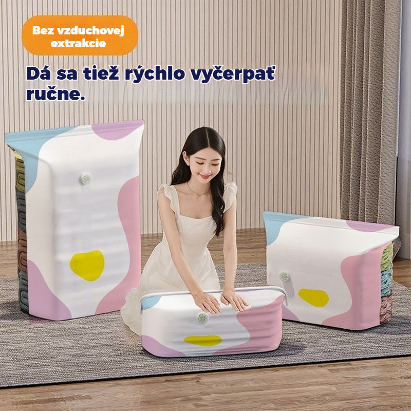 【Set de 5 piezas】 Bolsa de almacenamiento de vacío grande y exprimible: no requiere bomba, es a prueba de fugas e ideal para ahorrar espacio en el equipaje y en el hogar