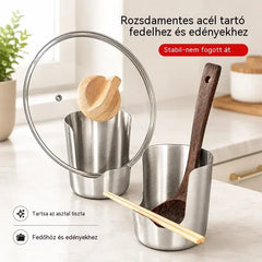 Vásároljon 1-et, kapjon 2-t ingyen --【2 db】Rozsdamentes acél edényfedő, merőkanál és spatulatartó – Integrált, stabil és csúszásmentes konyhai rendszerező